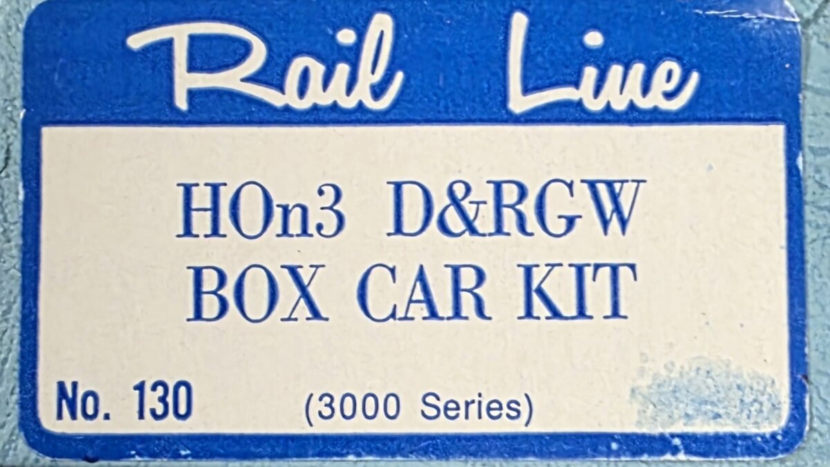 Rail Line 130 HOn3 Denver & Rio Grade Western 3000 Series Box Car