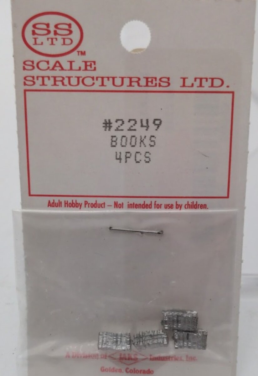 Scale Structures 2249 HO Scale Books Unpainted Metal Parts (Pack of 4)