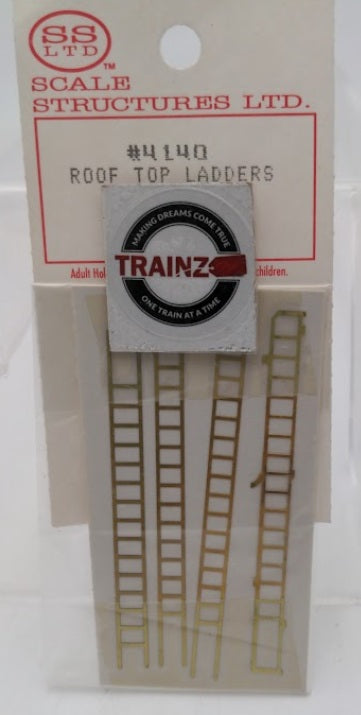 Scale Structures 4140 HO Scale Brass Roof Top Ladders (Pack of 4)