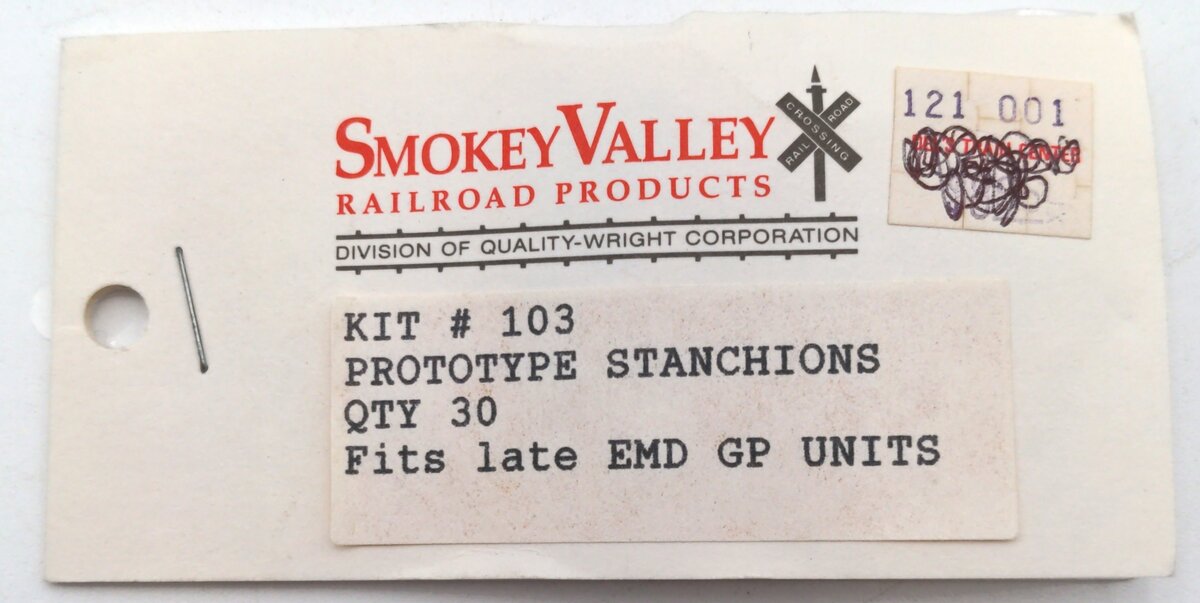 Smokey Valley RR Products 103 HO Scale Prototype Stanchions EMD GP Units (30)