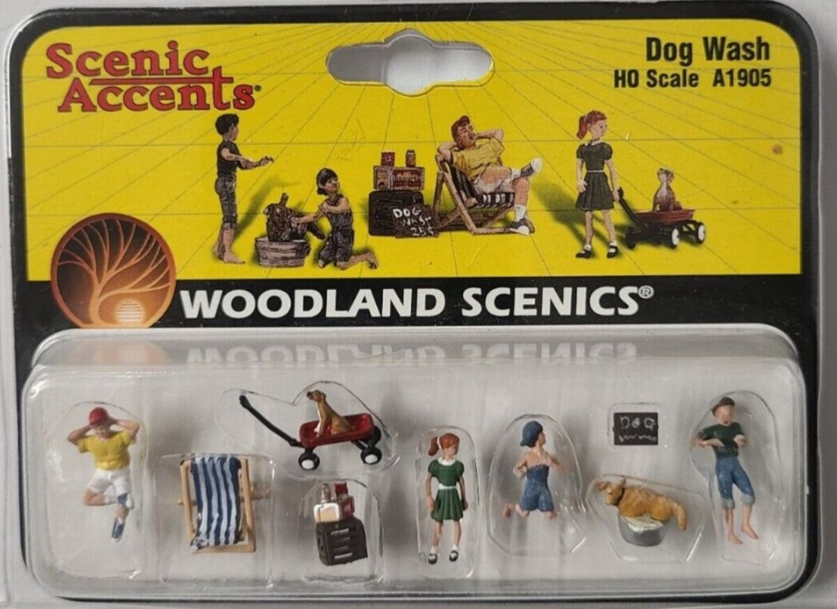 Woodland Scenics A1905 HO Scenic Accents Dog Wash Figures (Set of 9)