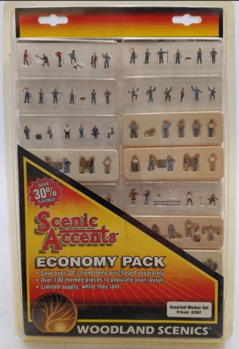 Woodland Scenics A2062 N Scenic Accents Economy Pack Assorted Worker Set
