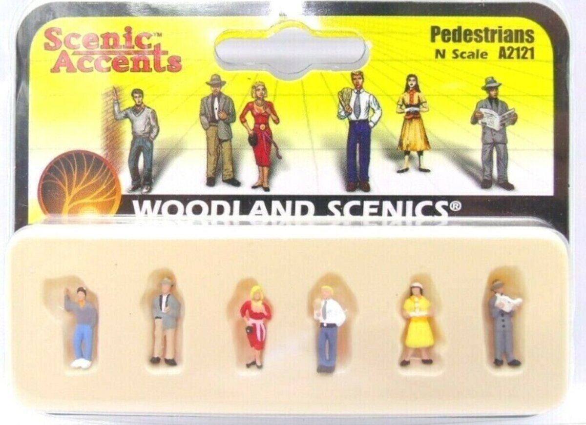 Woodland Scenics A2121 N Scale Scenic Accents Pedestrian Figures (Set of 6)