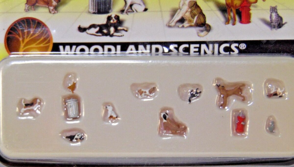 Woodland Scenics A2140 N Scenic Accents Dogs & Cats Figures (Set of 12)