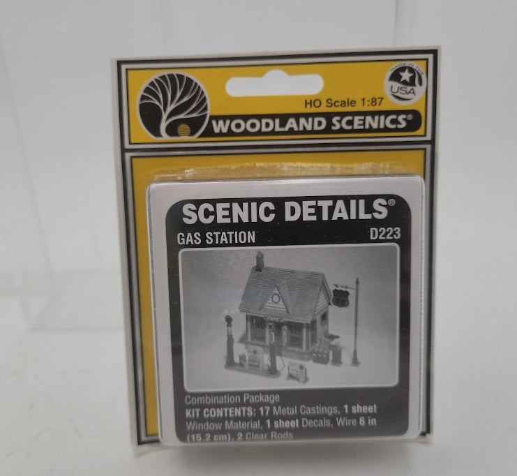 Woodland Scenics D223 HO Scale Scenic Details Gas Station Building Metal Kit