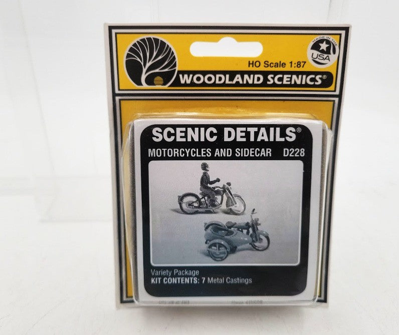 Woodland Scenics D228 HO Scale Scenic Details Motorcycles and Sidecar Metal Kit