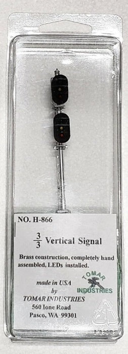 Tomar Industries 866 HO Brass 2-Head 3-Light Over 3-Light Vertical Block Signal