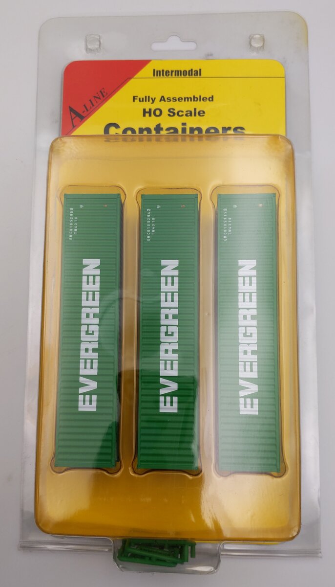 A-Line 30255-02 HO Scale 40' Corrugated Container - Evergreen (Pack of 3)