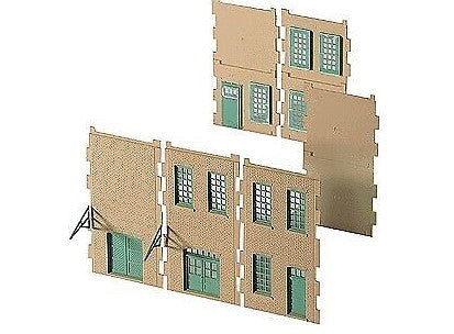 Walthers 932-3722 HO Small Walls, Windows & Door Kits (4)