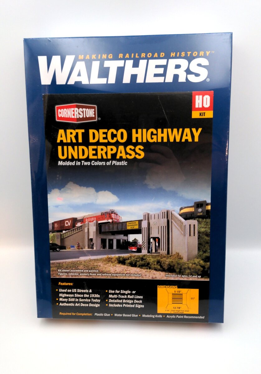 Walthers 933-3190 HO Scale Art Deco Highway Underpass Cornerstone Series Kit
