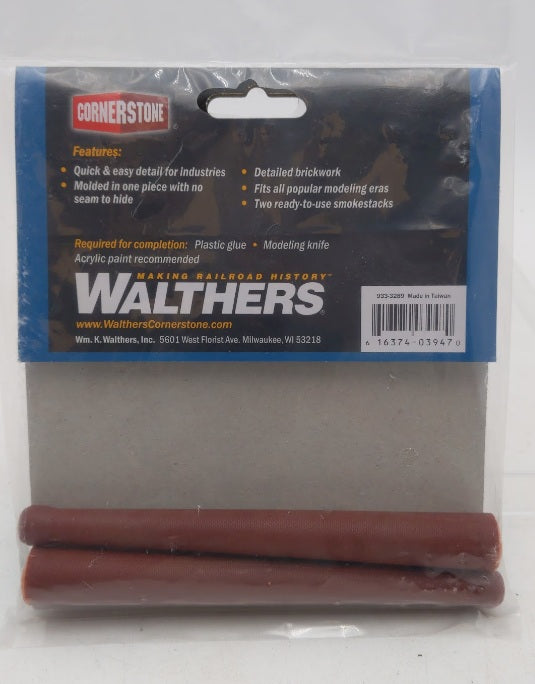 Walthers 933-3289 N Scale One-Piece Brick Smokestack (Pack of 2)