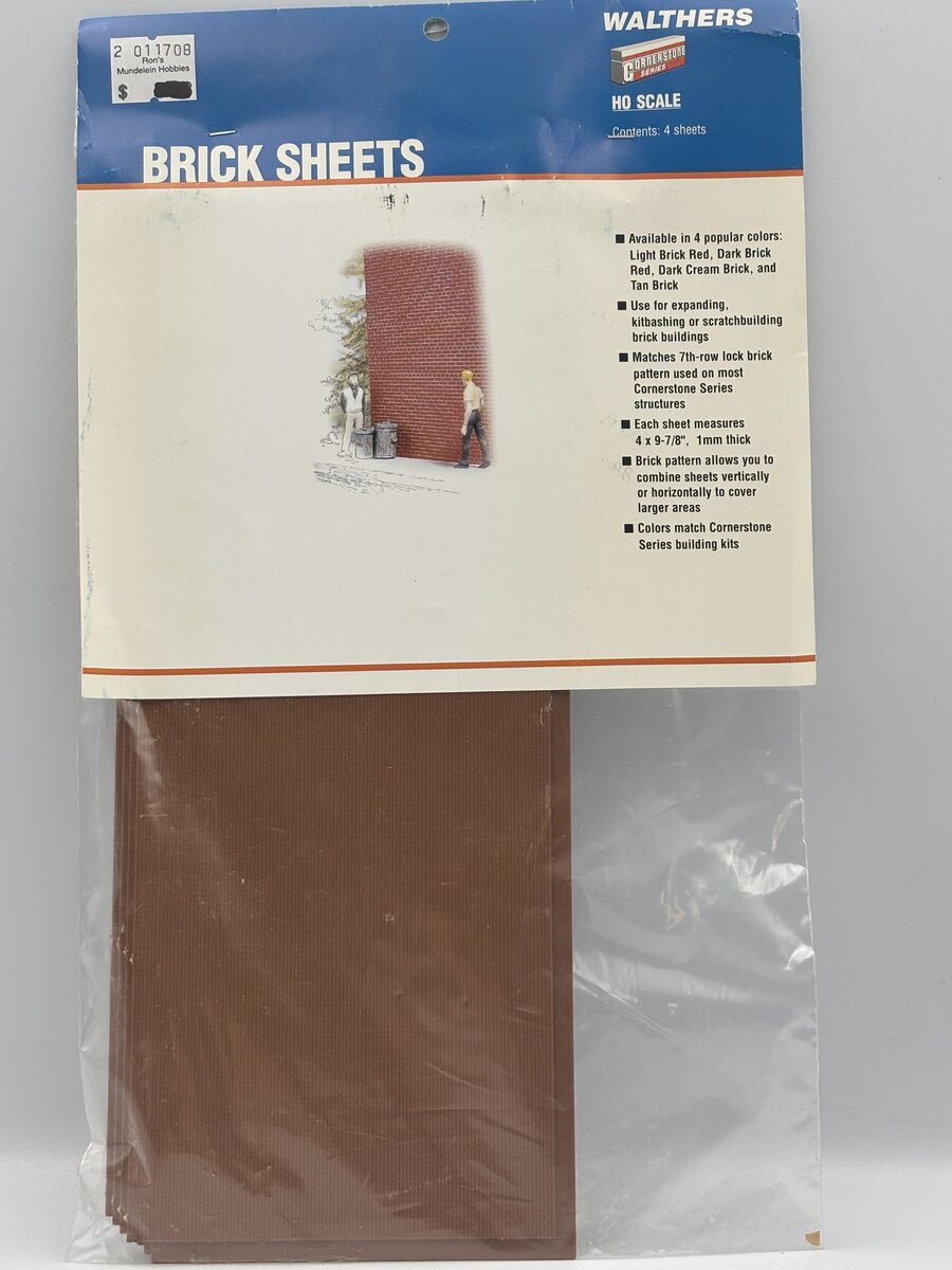 Walthers 933-3522 HO Light Brick Red Sheet (Pack of 4)