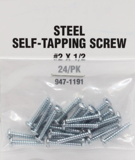 Walthers 947-1191 #2 1/2" Self-Tapping Steel Sheet Metal Screws (Pack of 24)