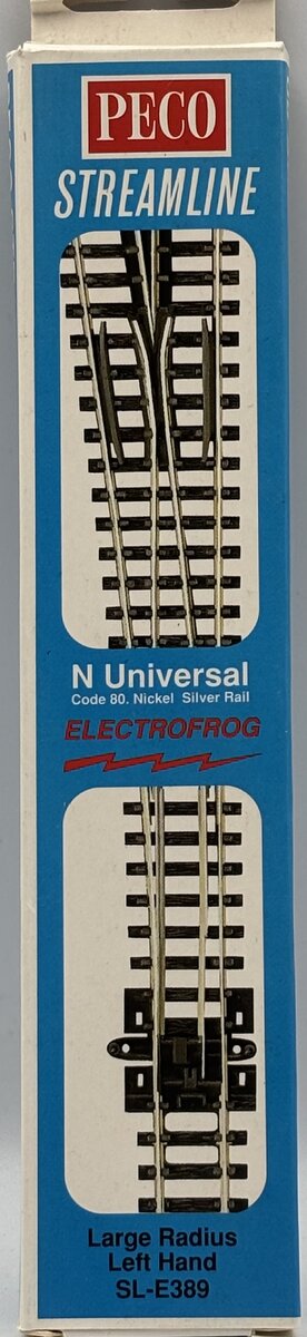 Peco SL-E389 N Code 80 8º 36" Radius Left Hand Switch Turnout