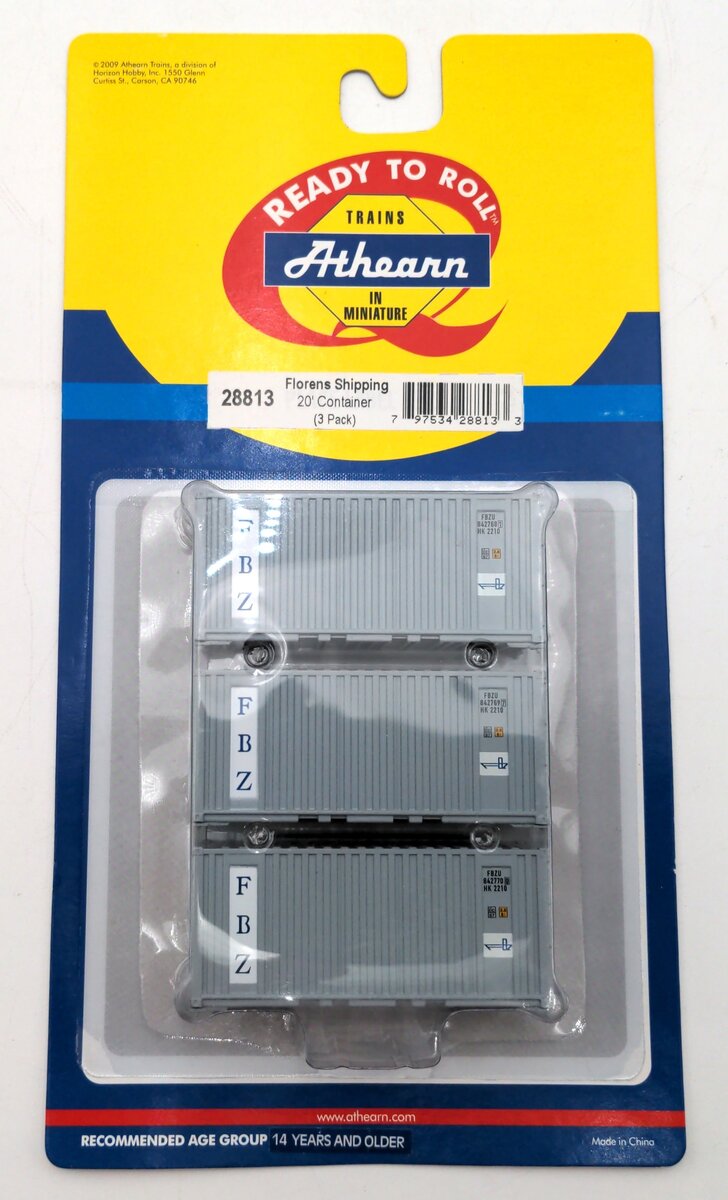Athearn 28813 HO Florens Shipping 20' Containers (Set of 3)