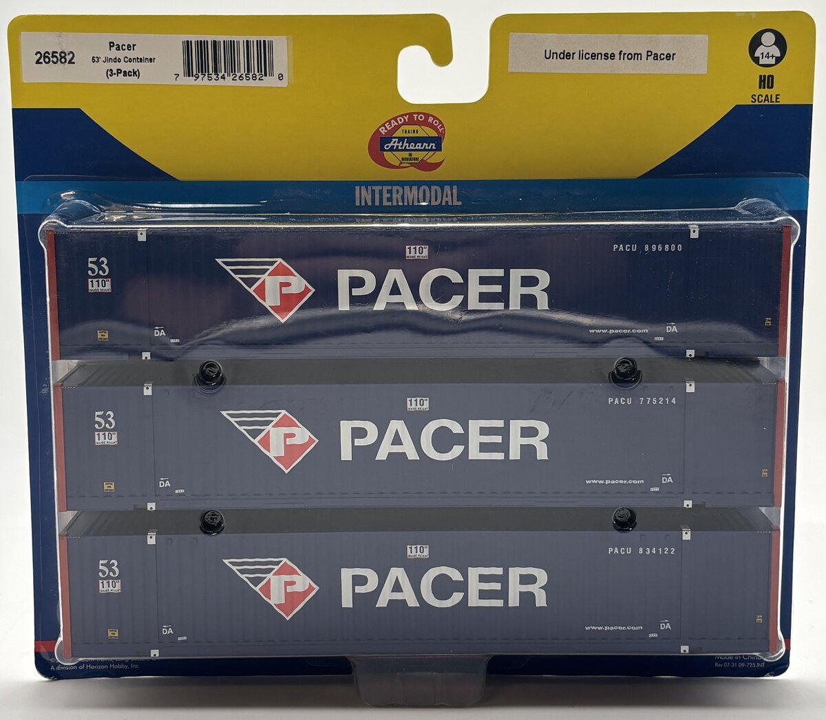 Athearn 26582 HO RTR Pacer 53' Jindo Container (3)