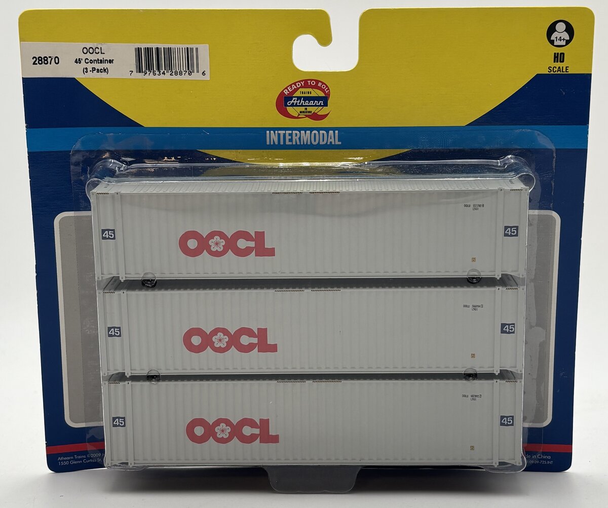 Athearn 28870 HO OOCL 45' Containers RTR (Set of 3)