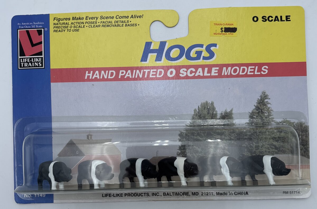 Life Like 1149 O Scale Hand Painted Hog Figures (Set of 6)