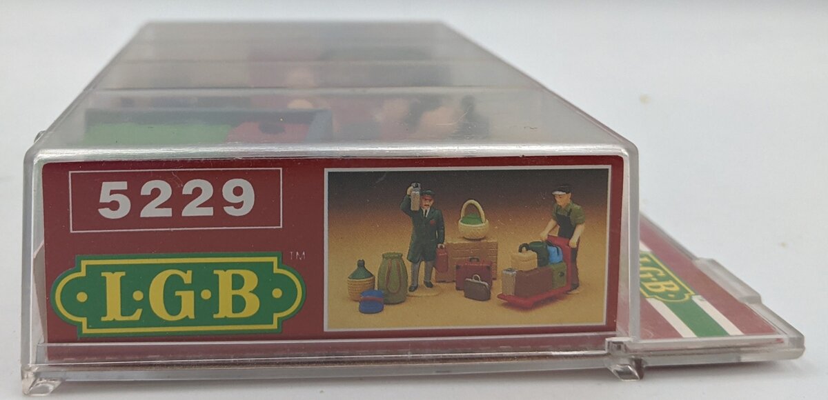 LGB 5229 G Scale Baggage Men Figures , Cart, & Assorted Luggge