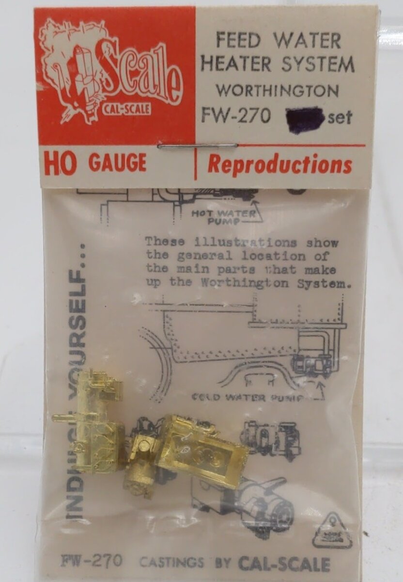 Cal Scale 190-270 HO Steam Loco Worthington SA Type Feedwater Heater (Pack of 3)