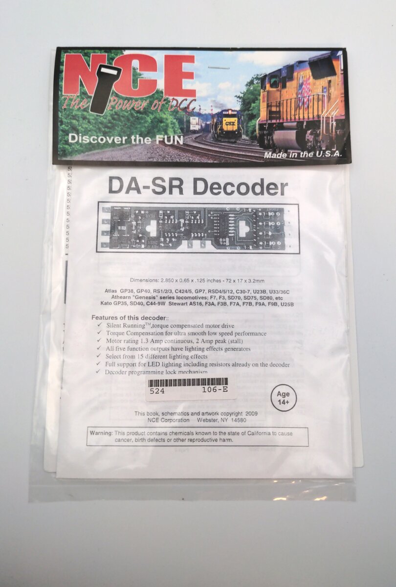 NCE 0106 HO DA-SR Plug & Play Decoder 72 x 17 x 3.2 mm.