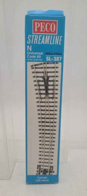 Peco SL-387 N Gauge Code 80 8º Large Radius Curved Left Hand Switch Turnout