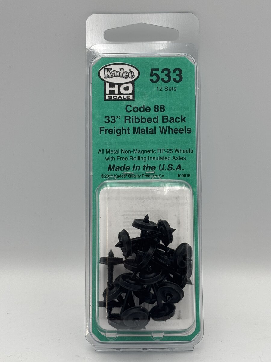 Kadee 533 HO Code 88 (.088) 33" Ribbed-Back RP-25 Wheelsets (Pack of 12)