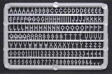 Plastruct 96003 15/64" Plastic Letters & Numbers