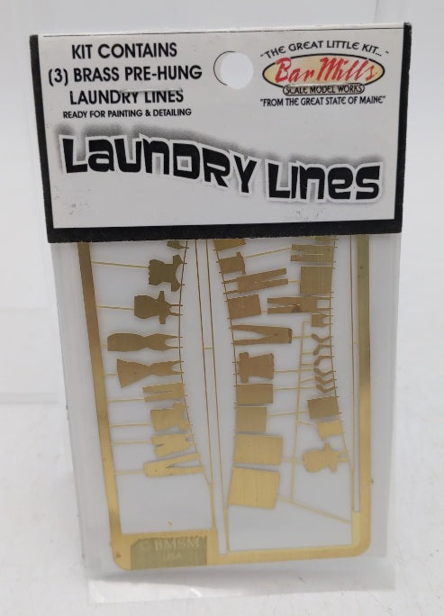 Bar Mills 49 HO Scale 3 Brass Pre-Hung Laundry Lines Kit