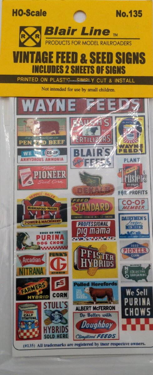 Blair Line 135 HO Vintage Decals Feed & Seed Signs