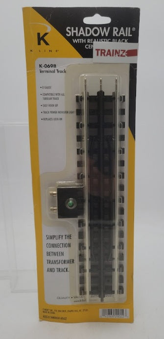 K-Line K-0698 O Gauge Shadow Rail Terminal Track W/Realistic Black Center Rail