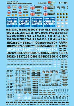 Microscale 60-1354 N Union Pacific New & Rebuilt Reefer Cars Decal Sheet