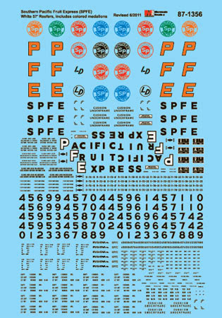 Microscale 87-1356 HO Southern Pacific Fruit Express 57'' Reefer Decal Sheet