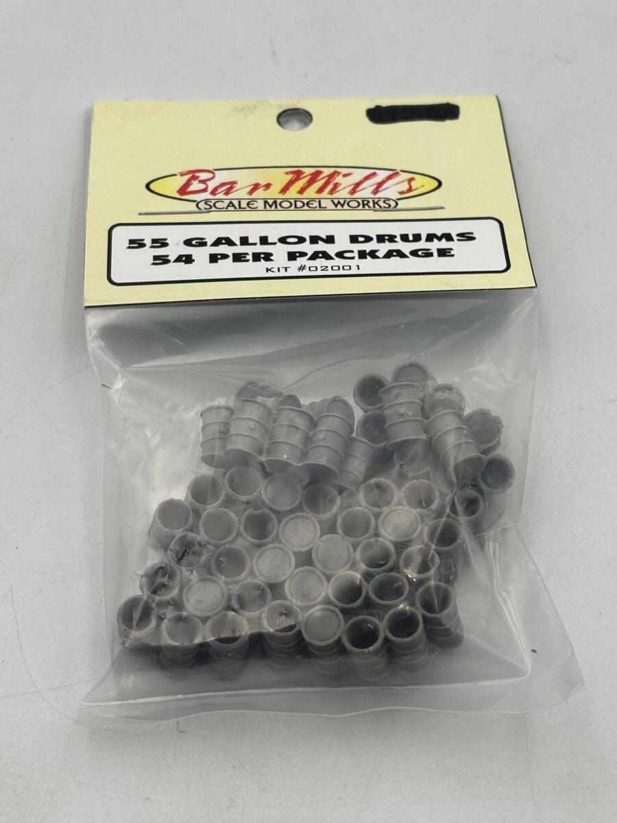 Bar Mills 02001 HO Open 55-Gallon Drum Stacks Unpainted (Pack of 54)