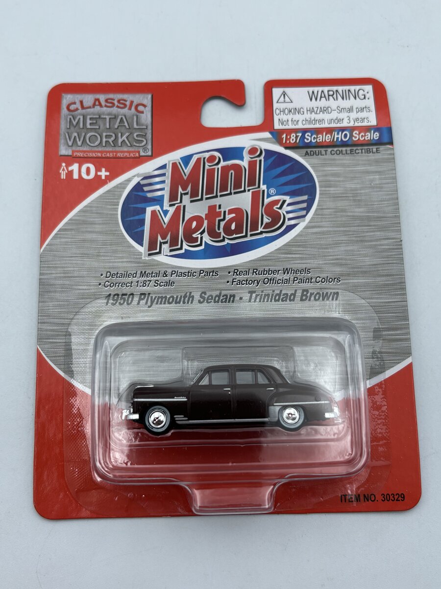 Classic Metal Works 30329 HO Mini Metals Trinidad Brown 1950 Plymouth Sedan Car