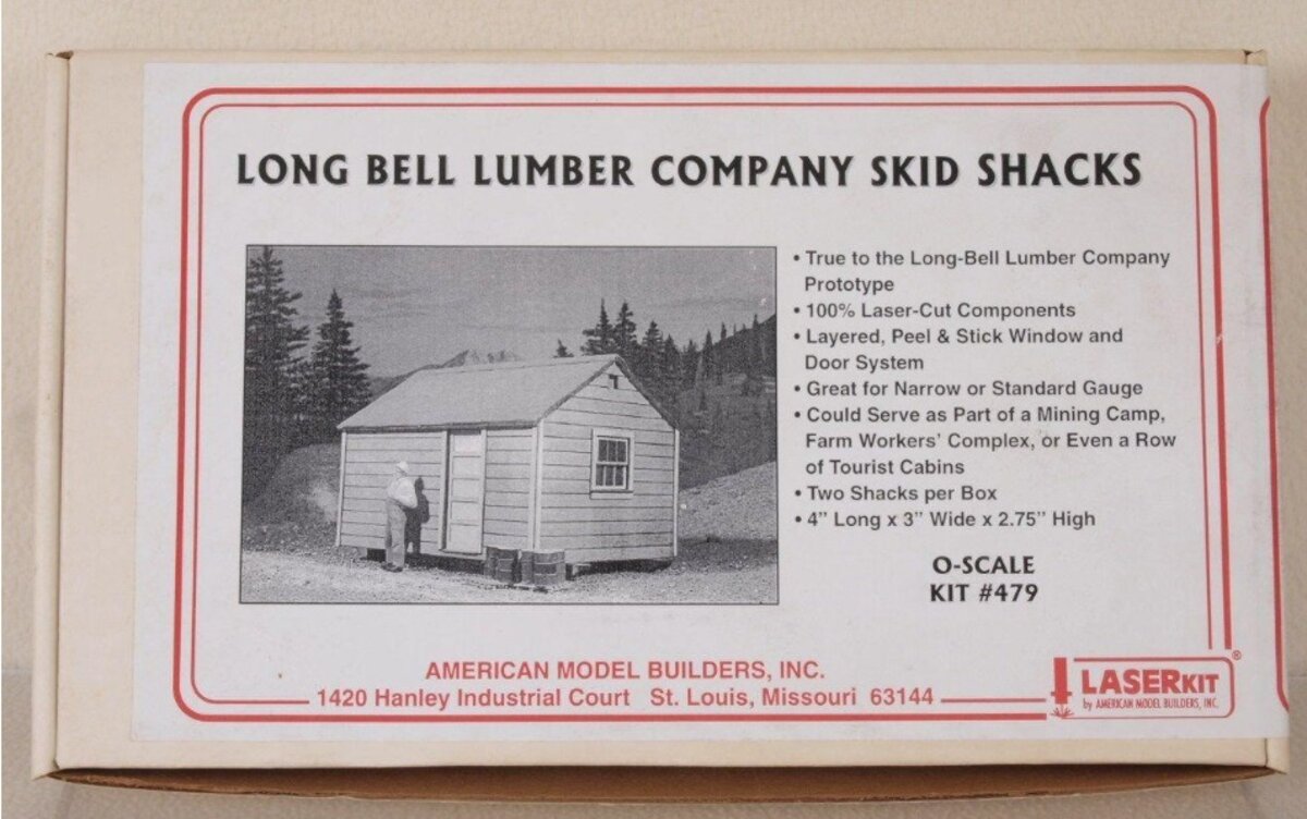 American Model Builders 479 O Scale Laser Art Long Bell Lumber Skid Shack Kit
