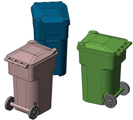Hi-Tech Details 8007 HO 96-Gal Wheeled Trash & Recycling Bin Kit (Pack of 6)