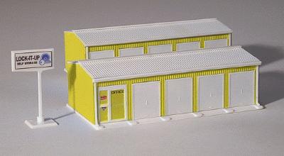 Railtown Model Railroad Supplies 2903 HO Yellow 2-Unit Self-Storage Facility Kit
