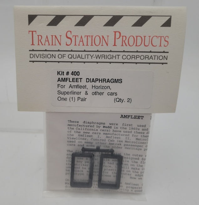 Train Station Products 400 Amfleet Diaphragms Black Plastic Parts (Pack of 2)