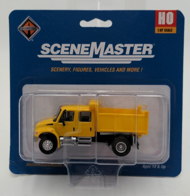 Walthers 949-11632 HO Asssmebled Yellow International 4300 Crew Cab Dump Truck