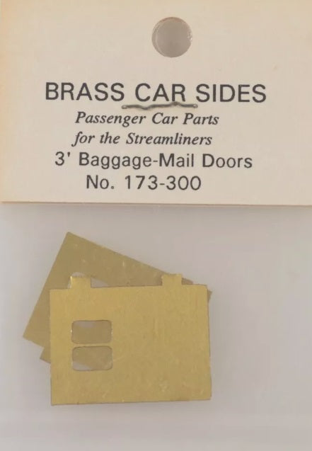 Brass Car Sides 300 HO GN 3' 2-Window Etched Brass Baggage/Mail Door (Pack of 2)