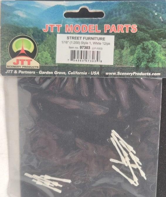 JTT Scenery Products 97303 1/16'' 1:200 Scale Light Poles Style 1 White