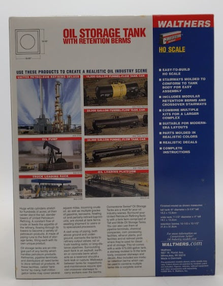 Walthers 933-3168 HO Scale Tall Storage Tank With Retention Berms Kit