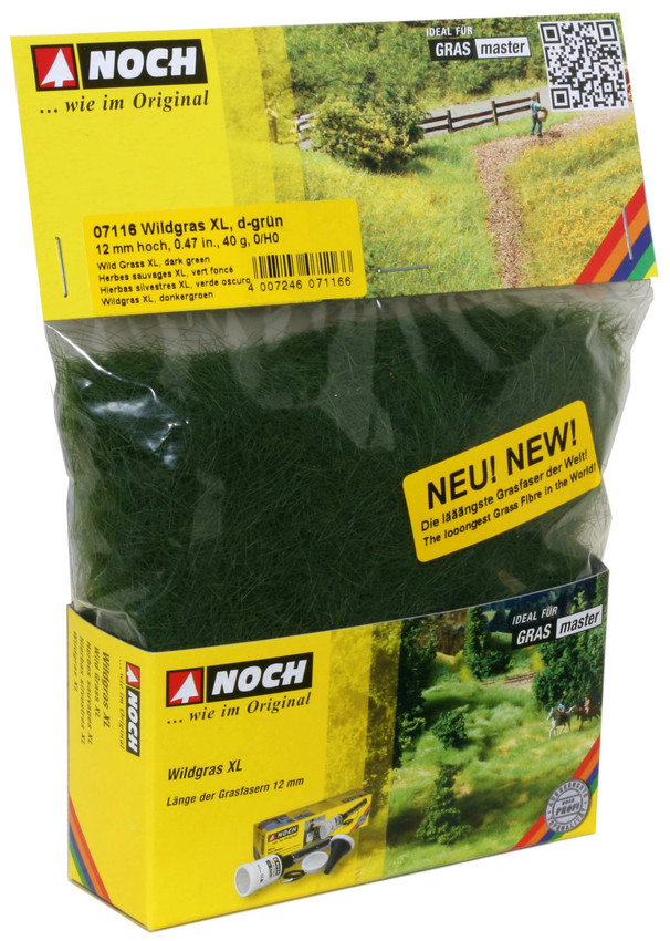 Noch 7116 1/2" Dark Green Static Wild Grass Extra Long Fibers - 1.4 oz./40g Bag