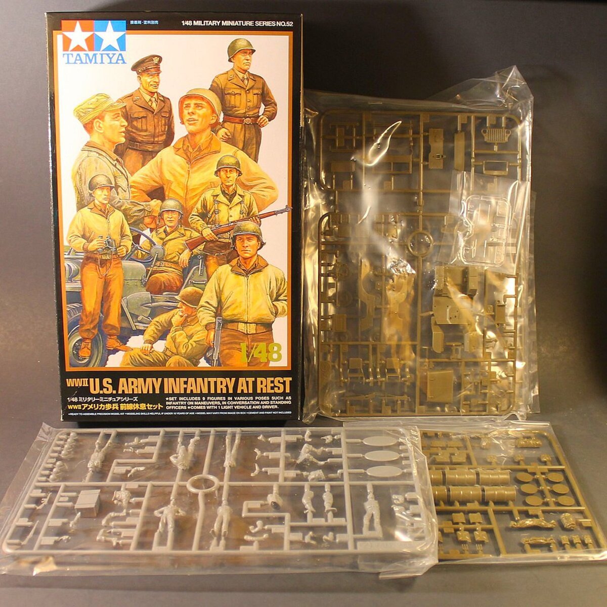 Tamiya 32552 1:48 WWII US Infantry at Rest (9) & Jeep Kit