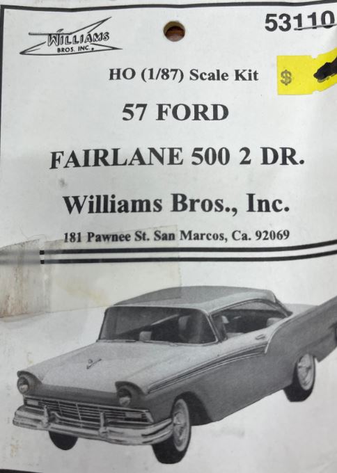 Williams Brothers 53110 1:87 57 Ford Fairlane 500 2 Door Resin Kit