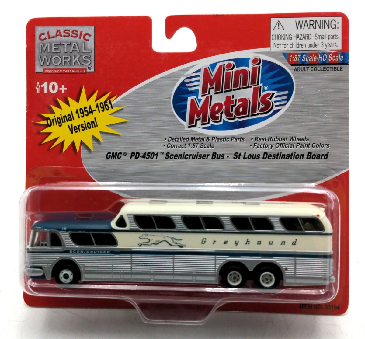 Classic Metal Works 33104 HO Mini Metals St. Louis GMC PD-4501 Scenicruiser Bus