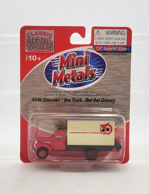 Classic Metal Works 30374 HO Mini Metals Red Owl Grocery '41-46 Chevy Box Truck