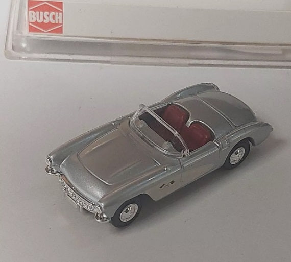 Busch 45404 HO Scale Silver W/Red Intyerior 1957 Chevrolet Corvette