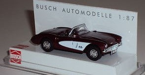 Busch 45406 1:87 Scale Maroon & White 56 Corvette Convertible Top Down